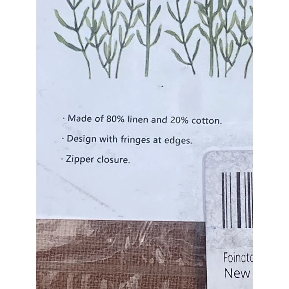 Set of 2 Linen Fringe Throw Pillow Covers Boho Farmhouse Khaki Brown 20x20 New